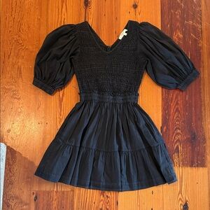 NWOT Sea NY Black Smocked Puff Sleeve Mini Dress Size 8 NWOT